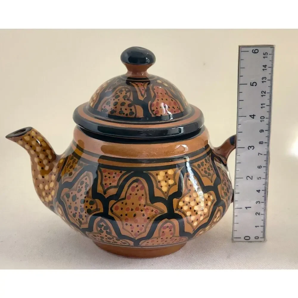 Le Souk Ceramique Tunisian Hand Painted Pottery Teapot Nabeul 8.5